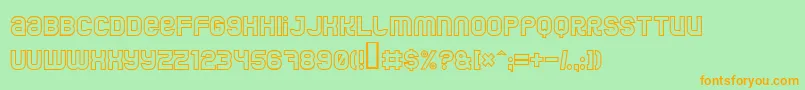 フォントJumboOutline – オレンジの文字が緑の背景にあります。
