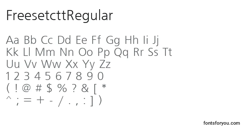 A fonte FreesetcttRegular – alfabeto, números, caracteres especiais