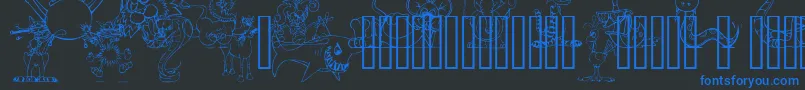 Шрифт LmAnimalToons – синие шрифты на чёрном фоне