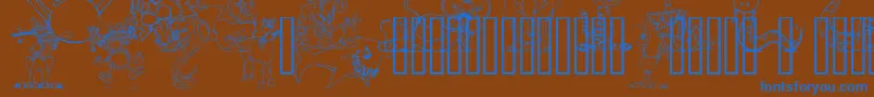 フォントLmAnimalToons – 茶色の背景に青い文字