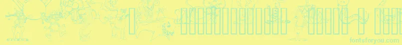 LmAnimalToons Font – Green Fonts on Yellow Background