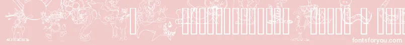 LmAnimalToons-fontti – valkoiset fontit vaaleanpunaisella taustalla