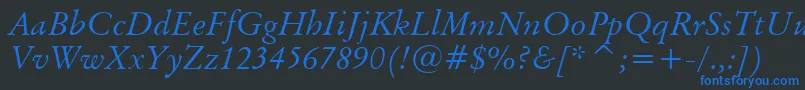 BaramondItalic Font – Blue Fonts on Black Background