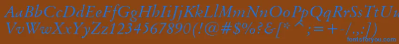 BaramondItalic Font – Blue Fonts on Brown Background