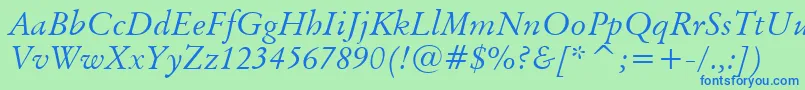 BaramondItalic Font – Blue Fonts on Green Background