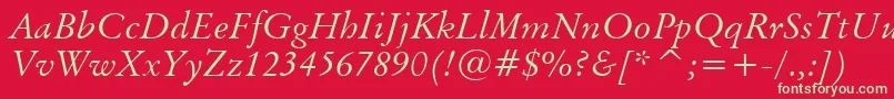 BaramondItalic Font – Green Fonts on Red Background