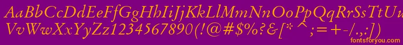 BaramondItalic Font – Orange Fonts on Purple Background