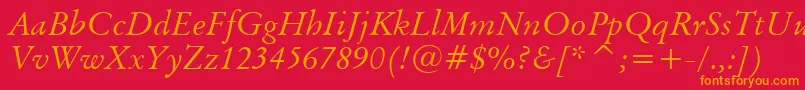 BaramondItalic Font – Orange Fonts on Red Background