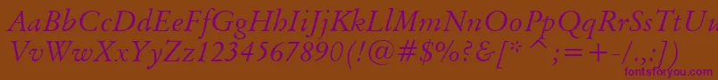 BaramondItalic Font – Purple Fonts on Brown Background