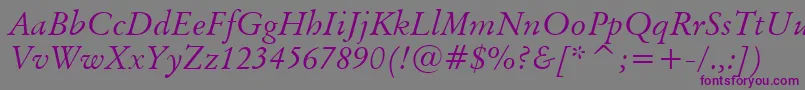 BaramondItalic-Schriftart – Violette Schriften auf grauem Hintergrund