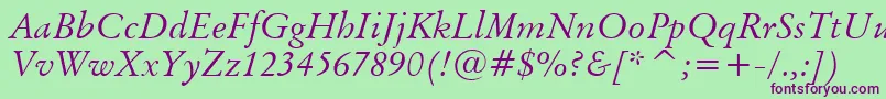 BaramondItalic Font – Purple Fonts on Green Background