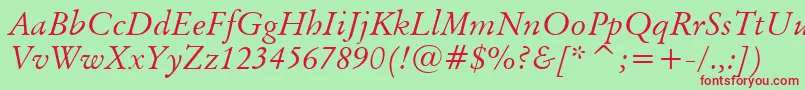 BaramondItalic Font – Red Fonts on Green Background