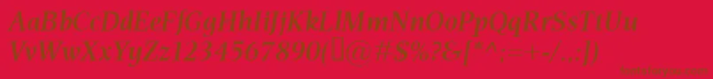 EsperantoSemiboldItalic-Schriftart – Braune Schriften auf rotem Hintergrund