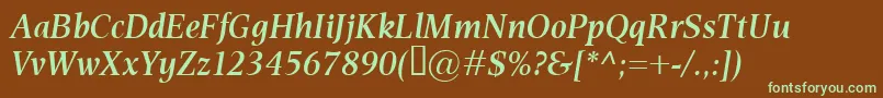 EsperantoSemiboldItalic Font – Green Fonts on Brown Background