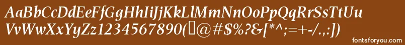 EsperantoSemiboldItalic Font – White Fonts on Brown Background