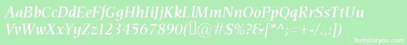 EsperantoSemiboldItalic Font – White Fonts on Green Background