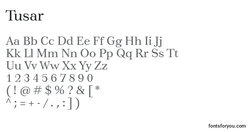 Fuente Tusar - alfabeto, números, caracteres especiales