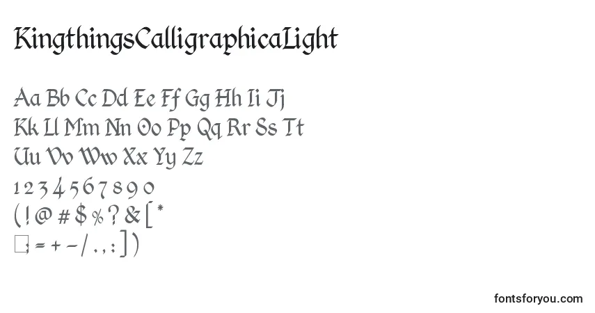 Schriftart KingthingsCalligraphicaLight – Alphabet, Zahlen, spezielle Symbole