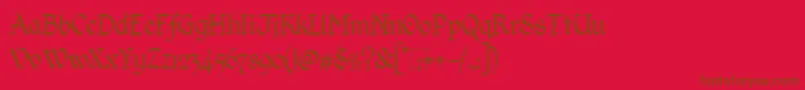 KingthingsCalligraphicaLight Font – Brown Fonts on Red Background