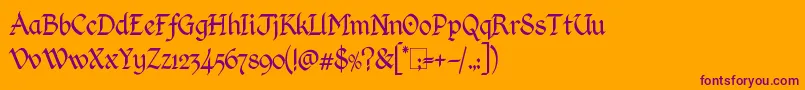 KingthingsCalligraphicaLight Font – Purple Fonts on Orange Background