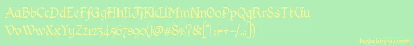 KingthingsCalligraphicaLight Font – Yellow Fonts on Green Background