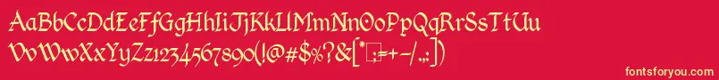 KingthingsCalligraphicaLight Font – Yellow Fonts on Red Background