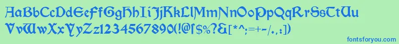 Morrisromanblack-fontti – siniset fontit vihreällä taustalla