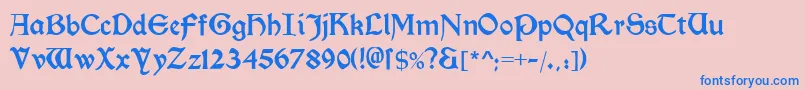 Morrisromanblack-fontti – siniset fontit vaaleanpunaisella taustalla
