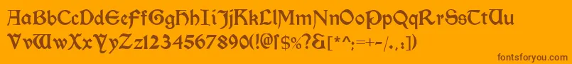Morrisromanblack-fontti – ruskeat fontit oranssilla taustalla