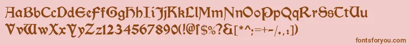 Fonte Morrisromanblack – fontes marrons em um fundo rosa