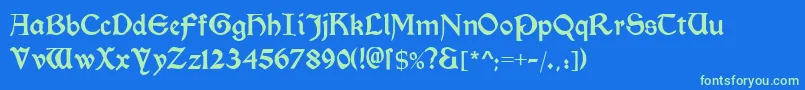 Morrisromanblack-fontti – vihreät fontit sinisellä taustalla