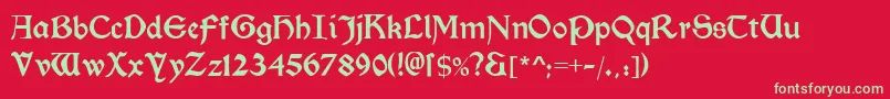 Morrisromanblack-fontti – vihreät fontit punaisella taustalla