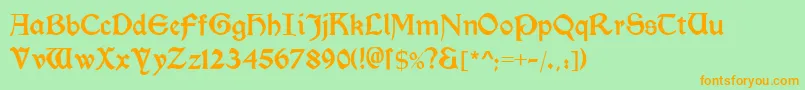 フォントMorrisromanblack – オレンジの文字が緑の背景にあります。