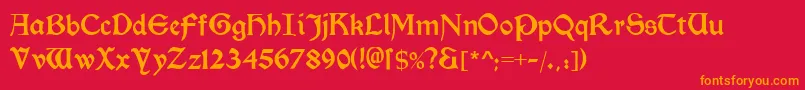 Morrisromanblack-fontti – oranssit fontit punaisella taustalla