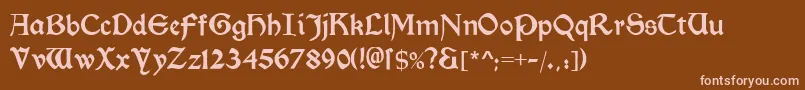 Morrisromanblack-fontti – vaaleanpunaiset fontit ruskealla taustalla