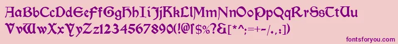 Morrisromanblack-fontti – violetit fontit vaaleanpunaisella taustalla
