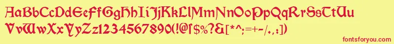 Morrisromanblack-fontti – punaiset fontit keltaisella taustalla