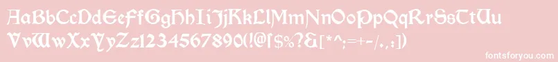 Morrisromanblack-fontti – valkoiset fontit vaaleanpunaisella taustalla