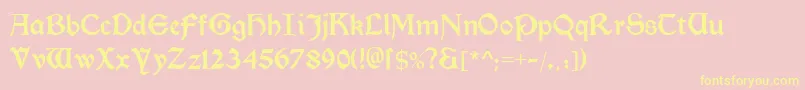 Morrisromanblack-fontti – keltaiset fontit vaaleanpunaisella taustalla