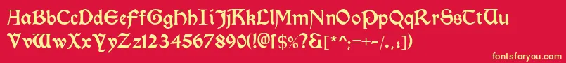 Morrisromanblack-fontti – keltaiset fontit punaisella taustalla