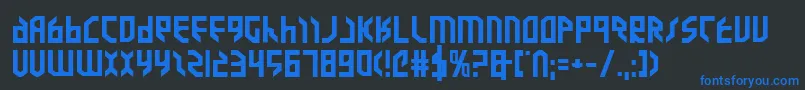 ValkyrieExpandedBold-fontti – siniset fontit mustalla taustalla