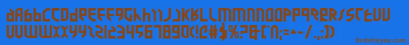 ValkyrieExpandedBold-Schriftart – Braune Schriften auf blauem Hintergrund