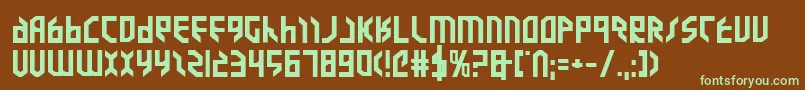 フォントValkyrieExpandedBold – 緑色の文字が茶色の背景にあります。