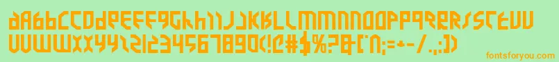 フォントValkyrieExpandedBold – オレンジの文字が緑の背景にあります。