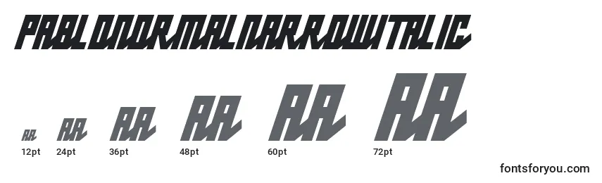 PabloNormalnarrowitalic Font Sizes