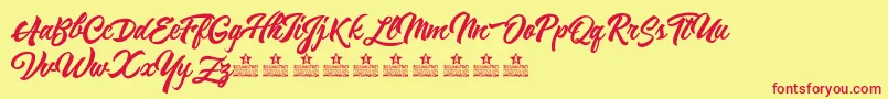 ReminiscentDrivePersonalUse Font – Red Fonts on Yellow Background