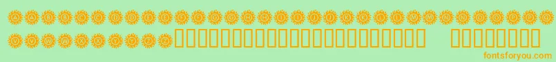 KrBlazingSun-Schriftart – Orangefarbene Schriften auf grünem Hintergrund