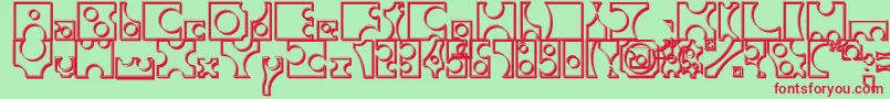 ToolegoWalled-Schriftart – Rote Schriften auf grünem Hintergrund