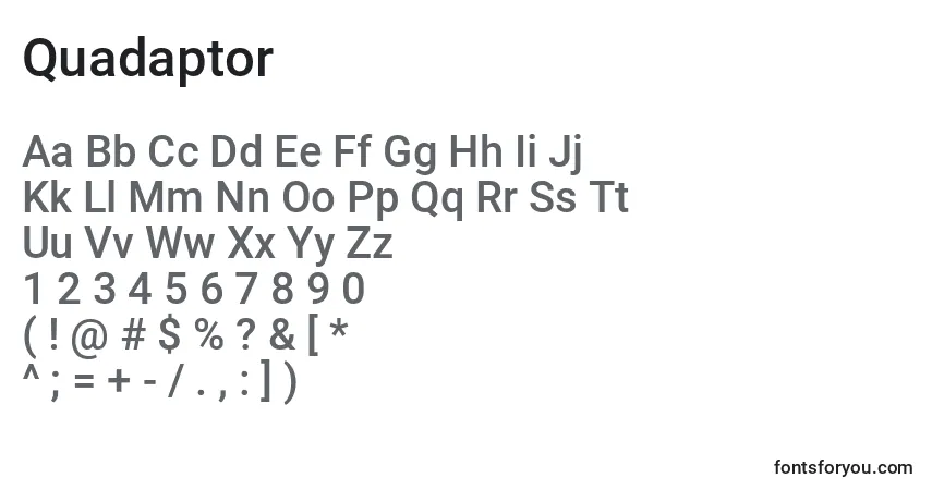 Czcionka Quadaptor – alfabet, cyfry, specjalne znaki