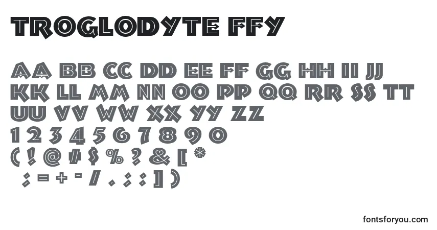 Schriftart Troglodyte ffy – Alphabet, Zahlen, spezielle Symbole